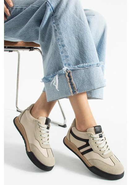 Kadın Sneaker Bağcıklı Spor Ayakkabı Tera - Bej fırsatları