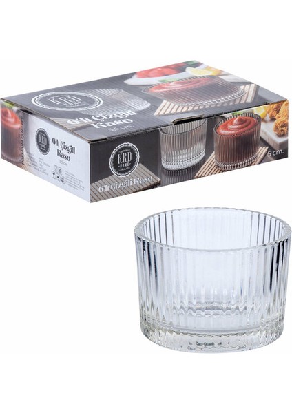 Çizgili Cam Kase 6'lı Set - Tatlı, Meze, Sos ve Servis Kasesi I Şık ve Dayanıklı Cam Tasarım