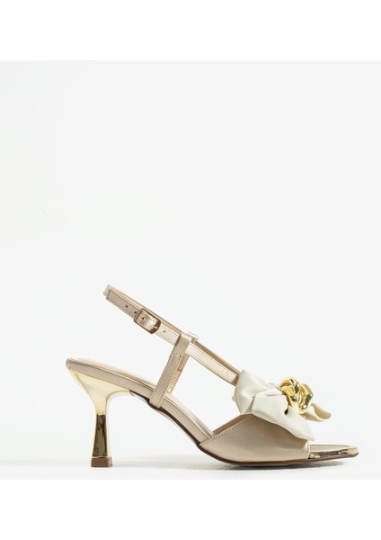 Kadın Fiyonk Detaylı Topuklu Sandalet Varen - Altın modelleri