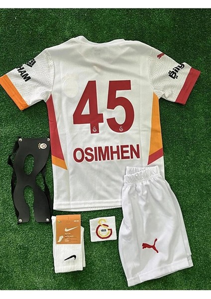 Galatâsarây./ #45/o.'s'i'm'h'e'n / 2024/25 Deplasman Beyaz Yeni Sezon Çocuk Forması 5'li Set 5-Yldzl modelleri