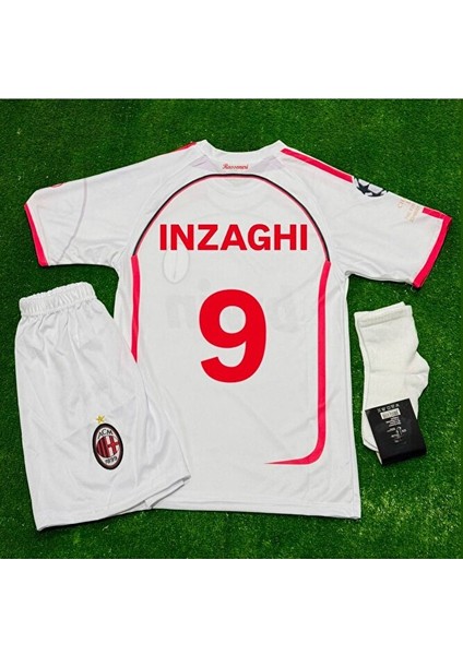 Milan 2006/07 Deplasman Inzaghi 9 Çocuk Forması 4lü Set