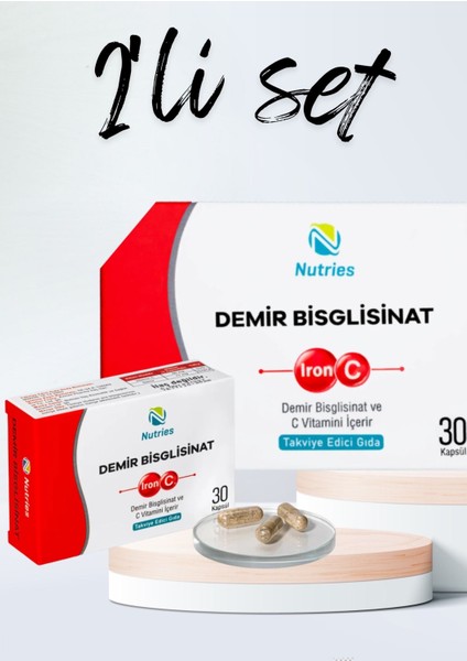 Demir Bisglisinat 30 Kapsül - 2 Li Avantaj Paketi