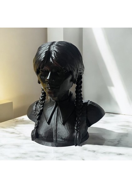 Wednesday Addams Büst, Wednesday Heykel, 3D Baskı Figür, Dekorasyon, Film Karakter Büstü fiyatları