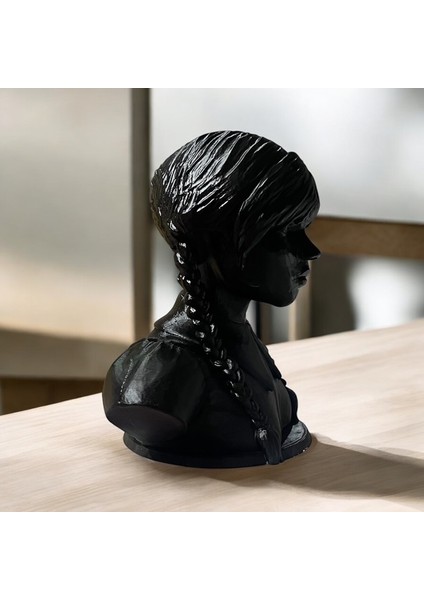 Wednesday Addams Büst, Wednesday Heykel, 3D Baskı Figür, Dekorasyon, Film Karakter Büstü indirimleri