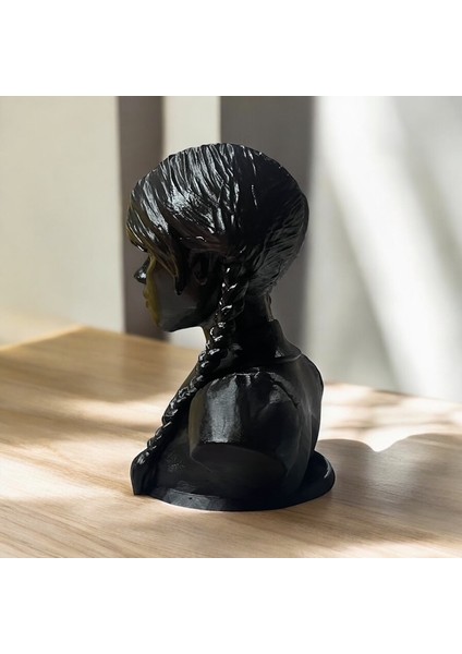 Wednesday Addams Büst, Wednesday Heykel, 3D Baskı Figür, Dekorasyon, Film Karakter Büstü