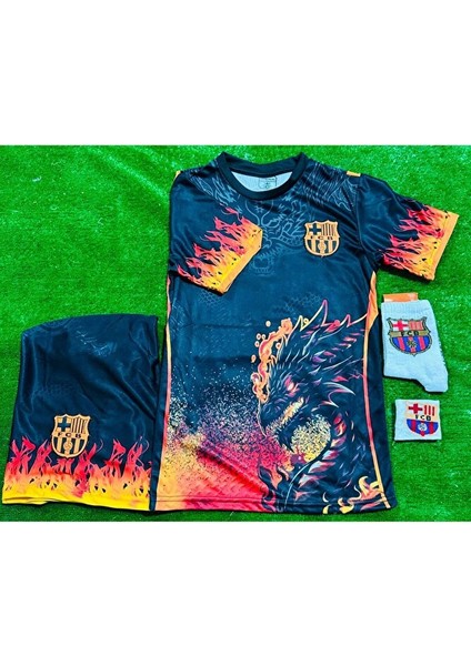 Barcelona Özel Tasarım Ejderha Desenli Neymar Çocuk Forması 4 Lü Set fiyatları