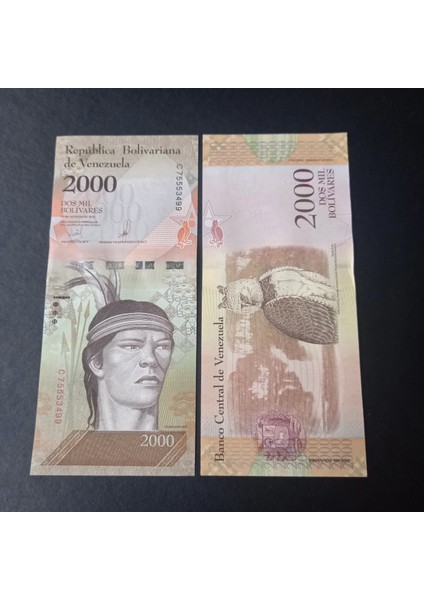 3996368F6C9F564DA2 Venezuela 2000BOLIVAR Çil Eski Yabancı Kağıt Para