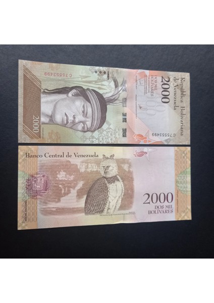 3996368F6C9F564DA2 Venezuela 2000BOLIVAR Çil Eski Yabancı Kağıt Para modelleri