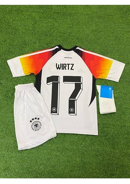 Αℓмαиуα Wirtz Beyaz Çocuk Forması 4lü Set Forma+Şort+Çorap+Bileklik