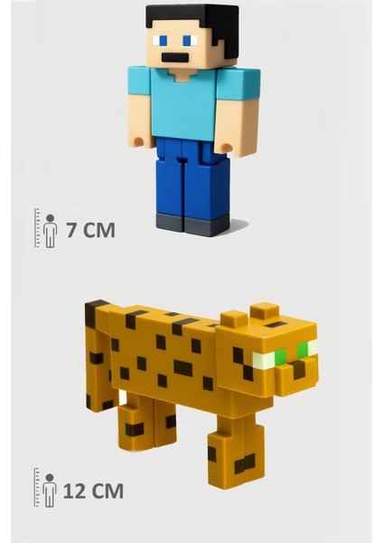 Minecraft Steve ve Ocelon Set Hareketli Eklemli Figür