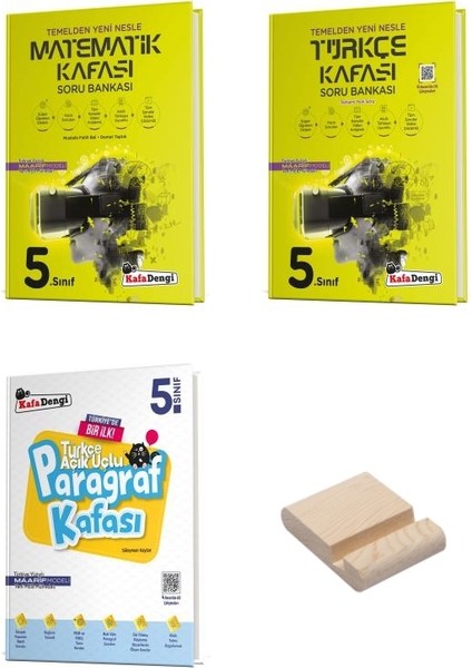 Kafa Dengi 5. Sınıf Matematik Türkçe ve Paragraf Kafası Soru Bankası 3lü Set + Telefon Standı