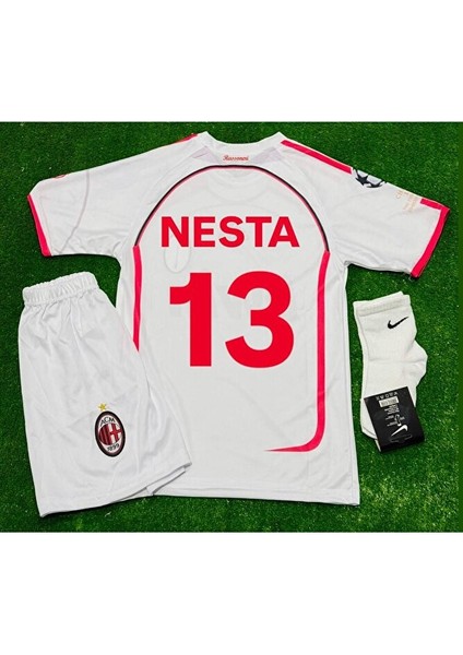 Mılan 2006/07 Deplasman Beyaz / Nesta / Çocuk Forması 4lü Set