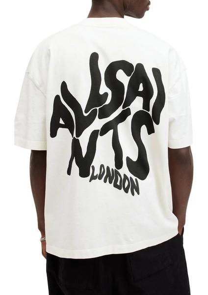 Erkek Baskılı Oversize T-Shirt - Beyaz fırsatları