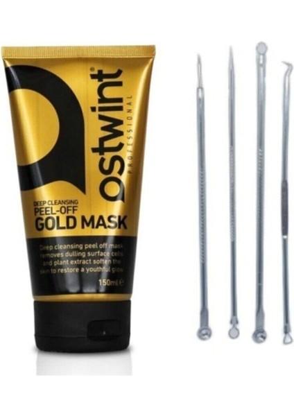 Golden Mask Soyulabilir Altın Maske 150 ml + 4 Lu Çelik Komedone Siyah Nokta Çıkarıcı