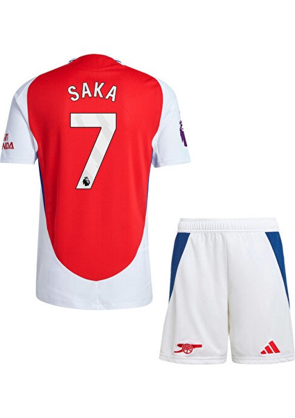 Arsenal 2025 Sezon Saka Kırmızı Beyaz Futbol Çocuk Forması 2'li Set