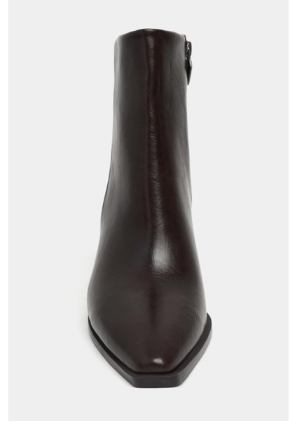 Juanita Kahve Raşel Rustik Desen Fermuar Detay Kadın Topuklu Bot fırsatları