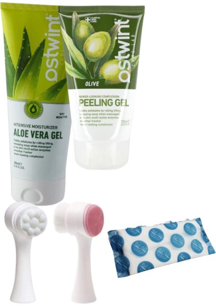 Yoğun Nemlendirici Aloe Vera Gel Zeytinyağlı Peeling Jel 125 ml ALOVERA200 ve Zeytinyağlı ve Fırça