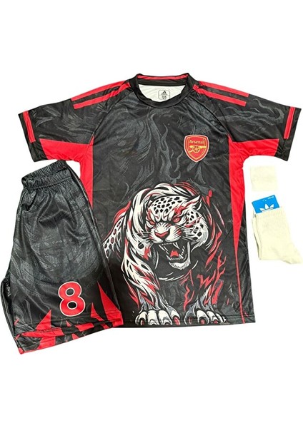 Arsenal 2026 Martin Odegaard Alevli Panter Desenli Yeni Sezon Çocuk Forması 4’lü Set fiyatları