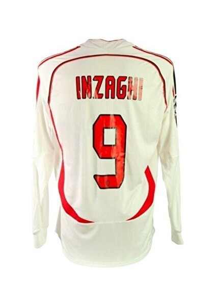 Milan 2006/07 Deplasman Uzun Kol Inzaghi 9 Yetişkin Forması Beyaz