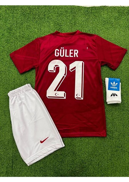 Euro 2024 Türkiye Arda Güler 21 Numara Çocuk 4'lü Set Hediyeli Kırmızı Milli Takım Forması