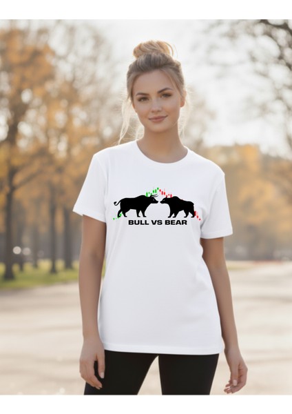 Devısso Traders Bull Vs Bear - Traders, Borsaci Kadın Beyazt-Shirt fiyatları