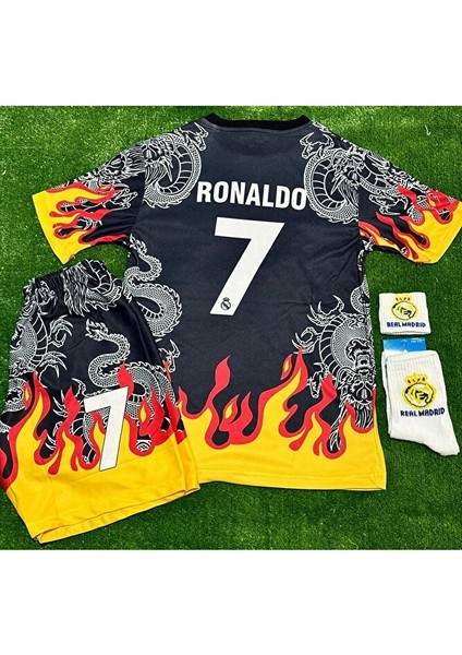 Real Madrid 2026 Ronaldo Alevli Dragon Desenli Yeni Sezon Çocuk Forması 4’lü Set