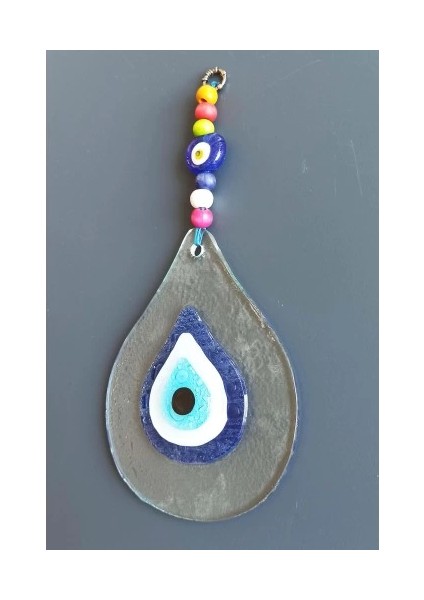 Damla Modeli Nazar Boncuklu Şeffaf Cam El Yapımı Duvar Süsü modelleri