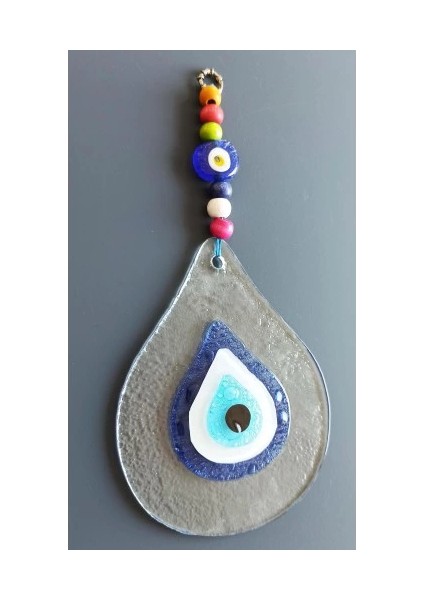 Damla Modeli Nazar Boncuklu Şeffaf Cam El Yapımı Duvar Süsü fırsatları