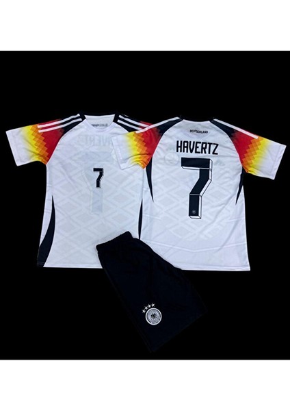 Almanya Euro 2024 Kai Haverz 7 Iç Saha Beyaz Çocuk Forması 3'lü Set (White)