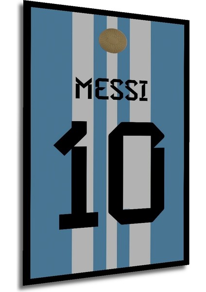 Çerçeve Görünümlü Messi Forması Dekoratif Ahşap Mdf Ev Duvar Tablo Dikdörtgen Ev Duvar Tablo modelleri