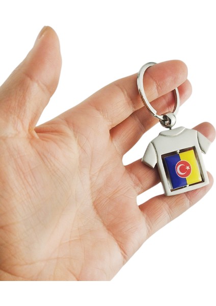 Ortası Dönebilen Sarı Lacivert Forma Metal Anahtarlık 1 Adet modelleri