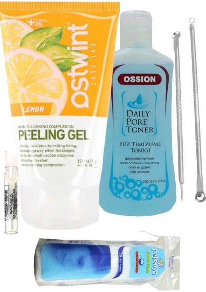Limon Özlü Peeling Jel 125ML + Tonik + 2'li Akne Çubuğu /set 5 Parça