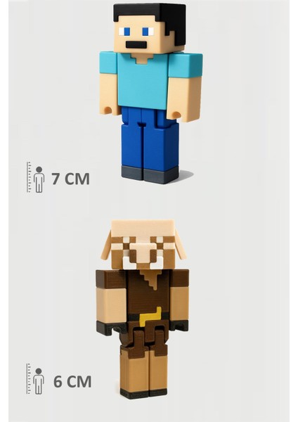 Minecraft Steve ve Piglin Set Hareketli Eklemli Figür