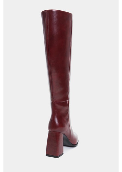 Jules Bordo Raşel Rustik Desen Fermuar Detay Kadın Topuklu Çizme fırsatları