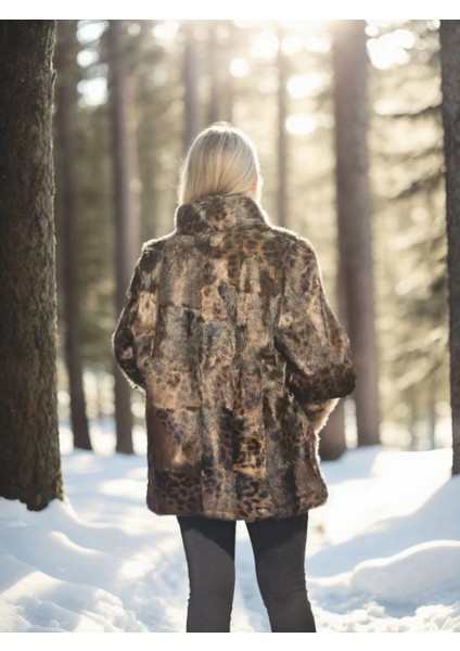 Kadın Uzun Kollu Deri Ceket - Leopar fiyatları
