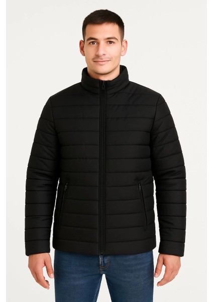 Erkek Bomber Mont Ceket - Su Itici Kumaş, Kapitone Astarlı, Fermuarlı, Kışlık - Siyah fiyatları