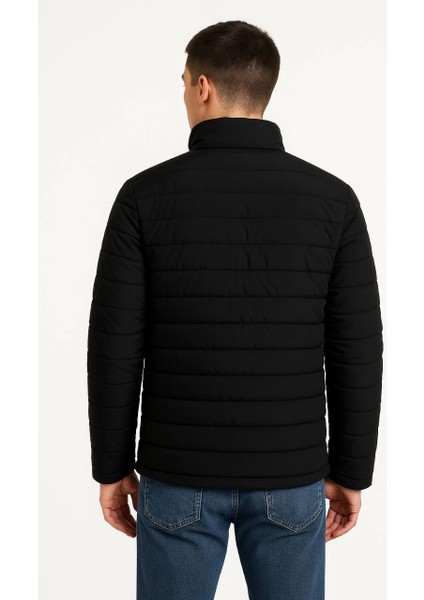 Erkek Bomber Mont Ceket - Su Itici Kumaş, Kapitone Astarlı, Fermuarlı, Kışlık - Siyah indirimleri