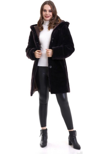 Kadın Reks Kapüşonlu - Kahverengi