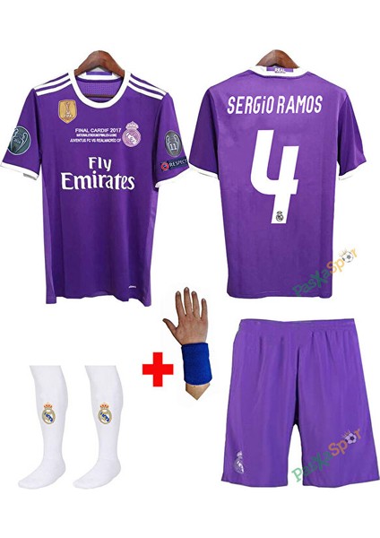 R.e.a.l M.a.d.r.i.d 2017 Cardiff Şampiyonlar Ligi Finali Sergio Ramos Çocuk Forması 4'lü Set (Armlı) modelleri