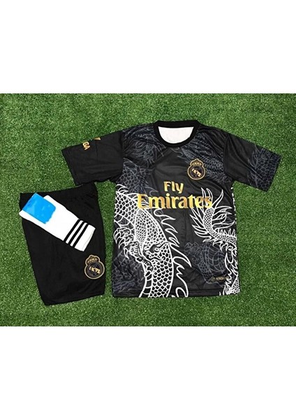 R.e.a.l'm.a.d.r.i.d' Cristiano Ronaldo Dragon Siyah Çocuk Forması 3 Lü Set T-Shirt