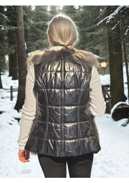 Kadın Kolsuz Fermuarlı Yelek - Siyah fiyatları