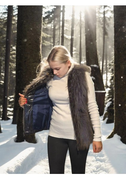 Kadın Kolsuz Fermuarlı Yelek - Siyah modelleri