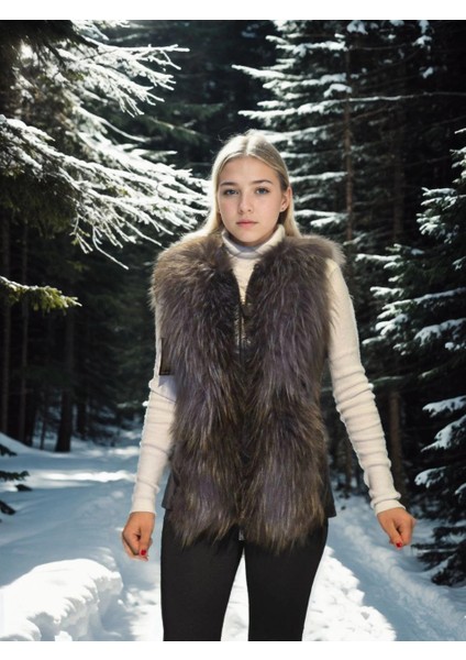 Kadın Kolsuz Fermuarlı Yelek - Siyah fırsatları