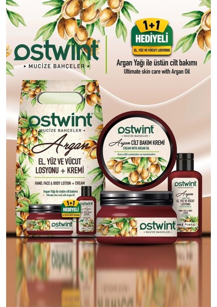 Argan Cilt Bakım Kremi ve El Yüz Vücut Losoyonu Set