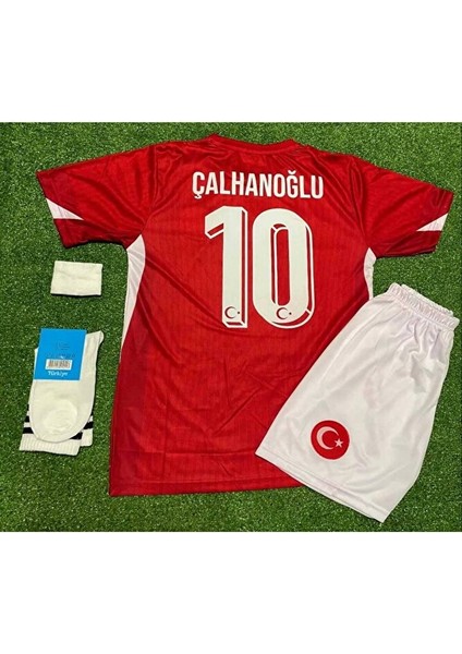 Euro 2024 Türkiye Hakan Çalhanoğlu 10 Numara Çocuk 4'lü Set Hediyeli Kırmızı Milli Takım Forması