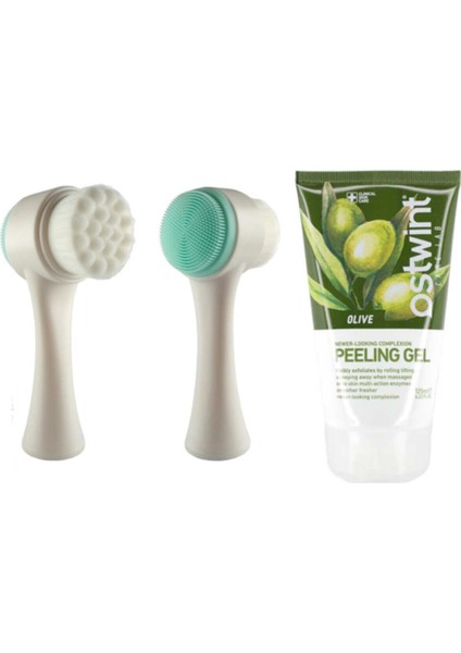 Zeytinyağı Özlü Cilt Bakımı Peeling Jel 125 ml Izla Çift Taraflı Yüz Temizleme Fırçası