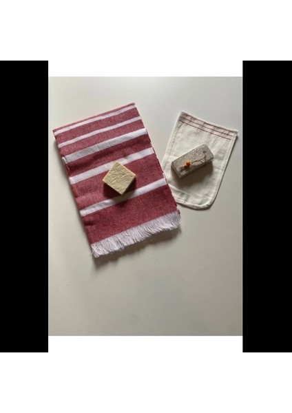 Gelin Hamamı Seti, Premium Peştemal , Ponza Topuk Taşı, Doğal Zeytinyağı Sabun, Kese 4lü Set