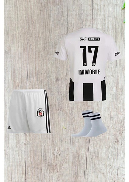 2024-25-B€ŞIKTÆŞ Ciro-Immobile Iç Saha Çocuk Çubuklu Forması (Forma Şort Çorap) 3 Lü Set