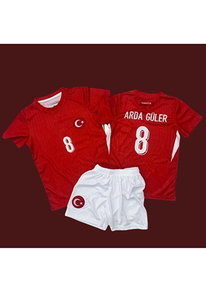 Türkiye Milli Takım Euro 2024 Arda Güler 8 Kırmızı Çocuk Forması 3'lü Set