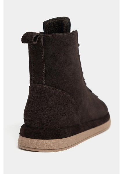 Maisie Bitter Kahve Süet Hakiki Deri Bağcıklı Düz Taban Kadın Bot fırsatları